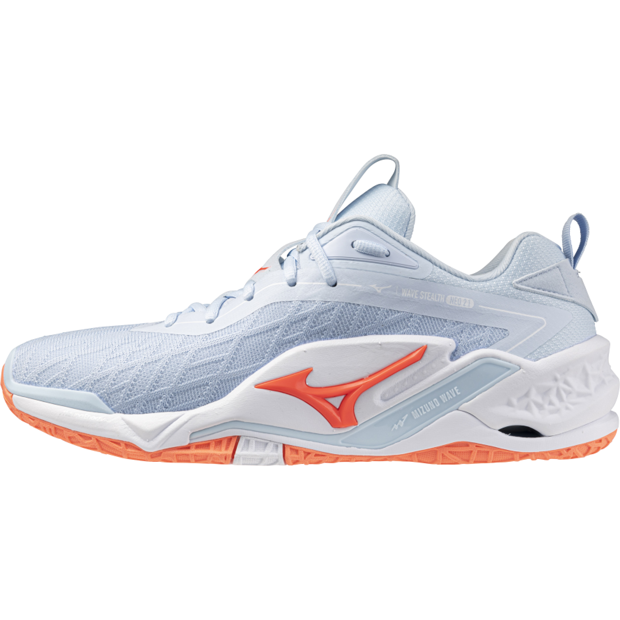 MIZUNO WAVE STEALTH NEO 2.1 blue finch/lava orange/white